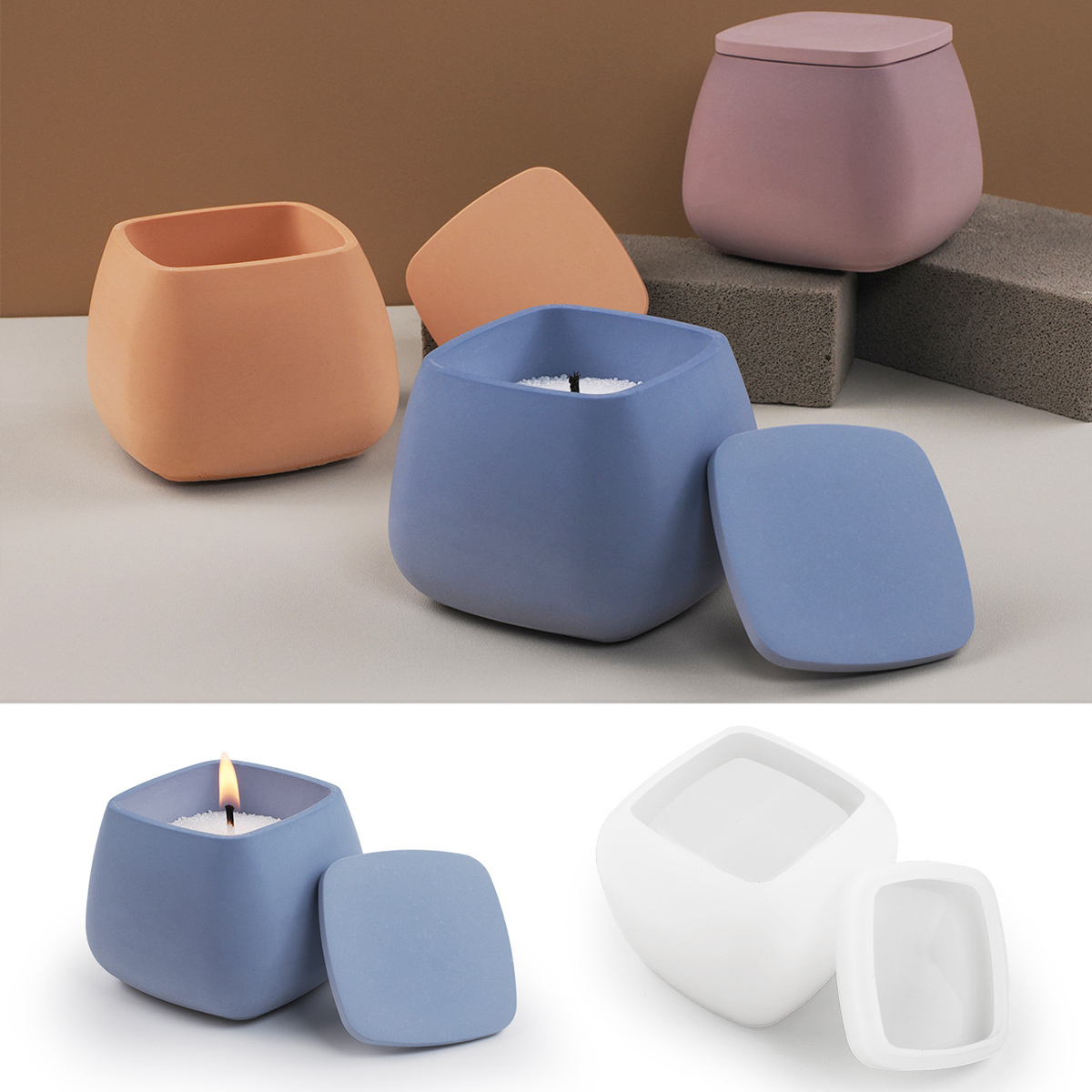 Square Candle Jar Silicone Mol - đánh giá và giá Candle Making Jars With Lids