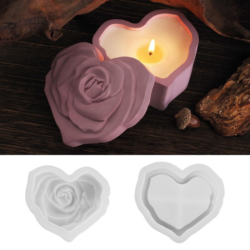 Heart Shape Rose Silicone Mold - đánh giá và giá Candle Making Jars With Lids