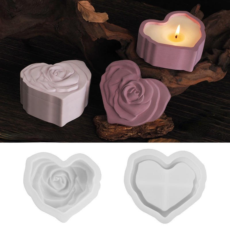 Heart Shape Rose Silicone Mold - đánh giá và giá Candle Making Jars With Lids