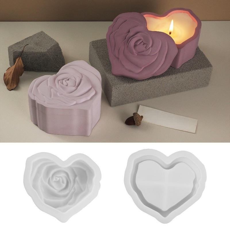 Heart Shape Rose Silicone Mold - đánh giá và giá Candle Making Jars With Lids